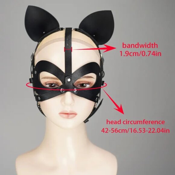 Cat Face Mask Leather Kinky Kitty Sexy Erotica Fetish Bondage Role Play Cosplay - Picture 4 of 5
